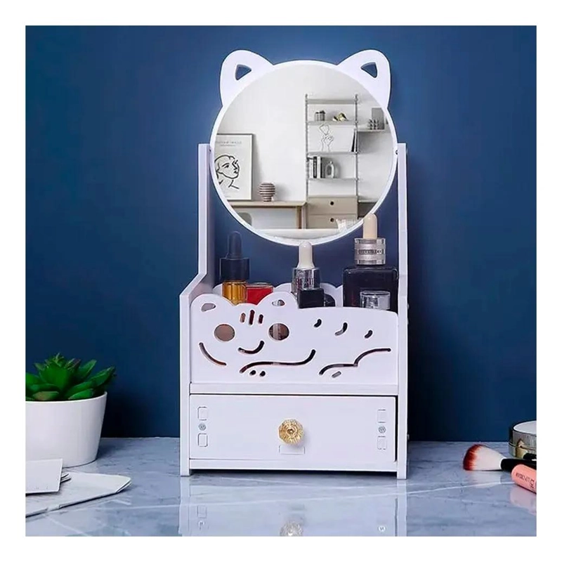 ORGANIZADOR DE MAQUILLAJE CON ESPEJO Y DISEÑO DIVERTIDO - 2