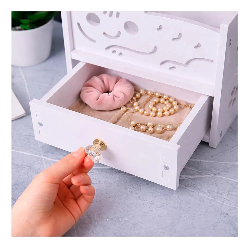 ORGANIZADOR DE MAQUILLAJE CON ESPEJO Y DISEÑO DIVERTIDO - 4