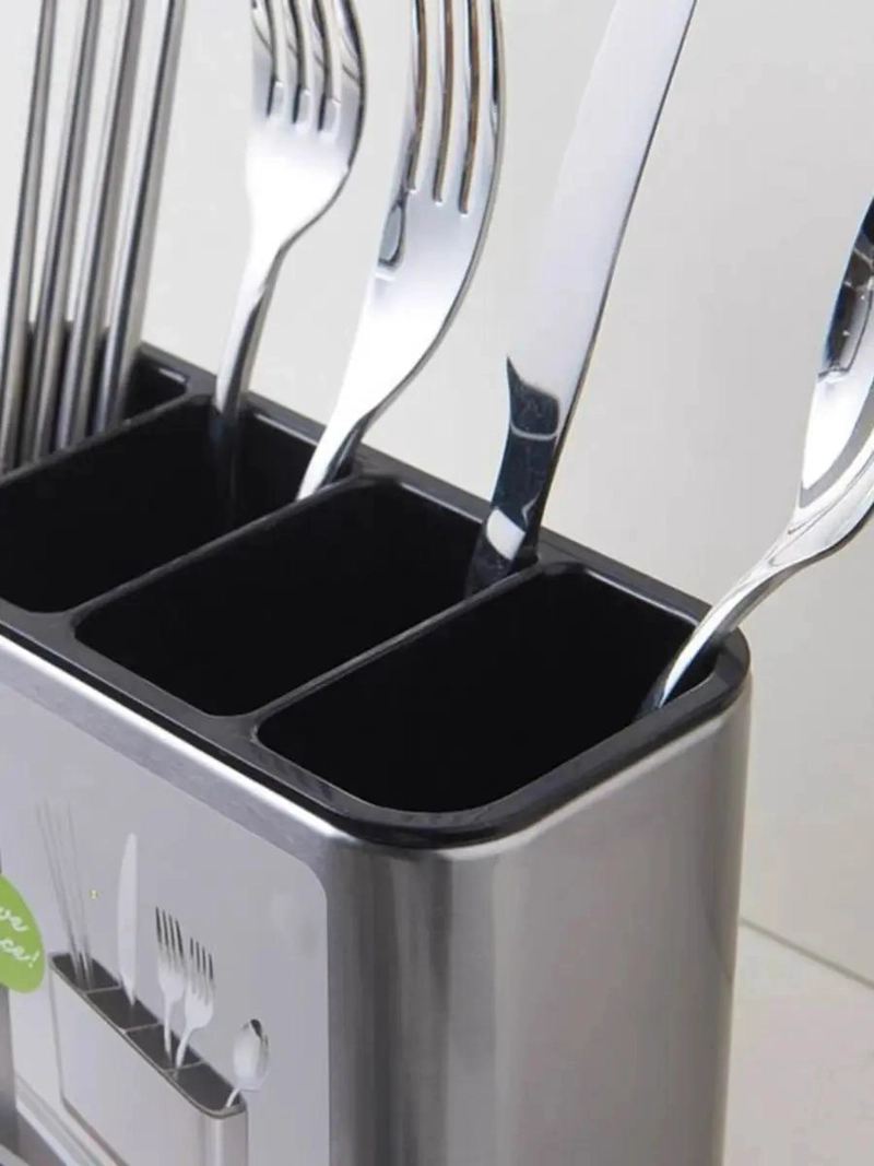 SOPORTE DE ACERO INOXIDABLE PARA CUBIERTOS CON 4 COMPARTIMENTOS - 4