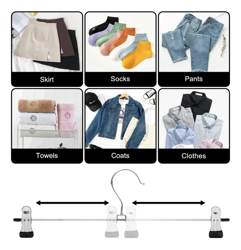 30 PERCHAS DE METAL CROMADO CON PINZAS PARA PANTALONES - 4