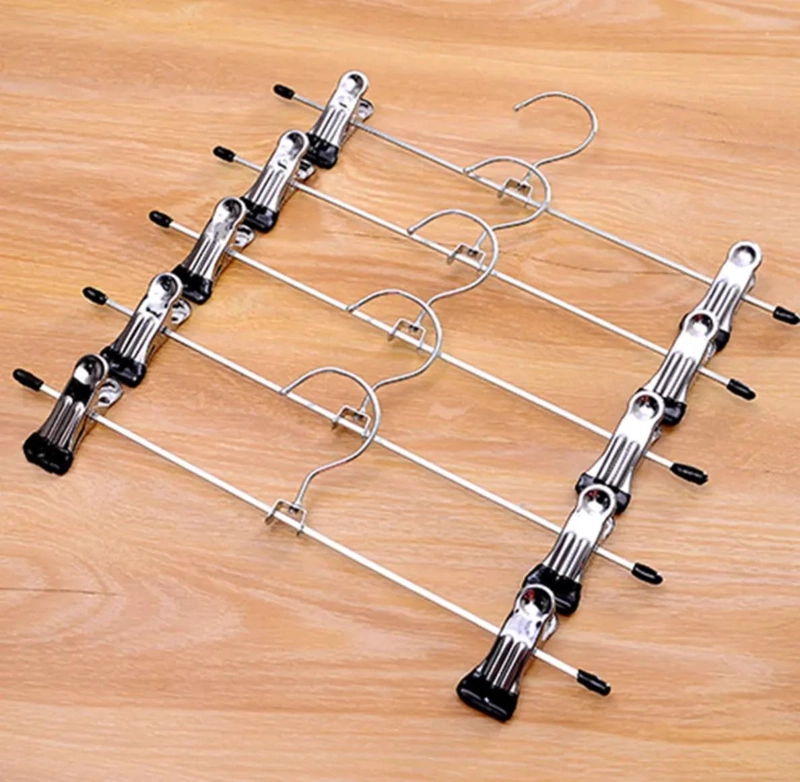 30 PERCHAS DE METAL CROMADO CON PINZAS PARA PANTALONES - 6