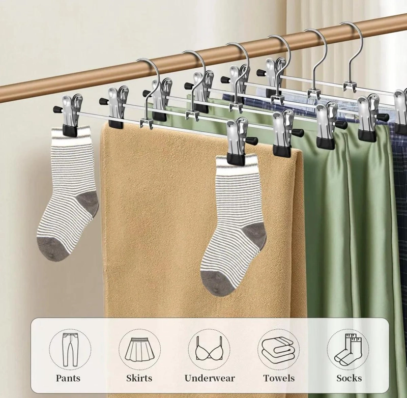 30 PERCHAS DE METAL CROMADO CON PINZAS PARA PANTALONES - 9