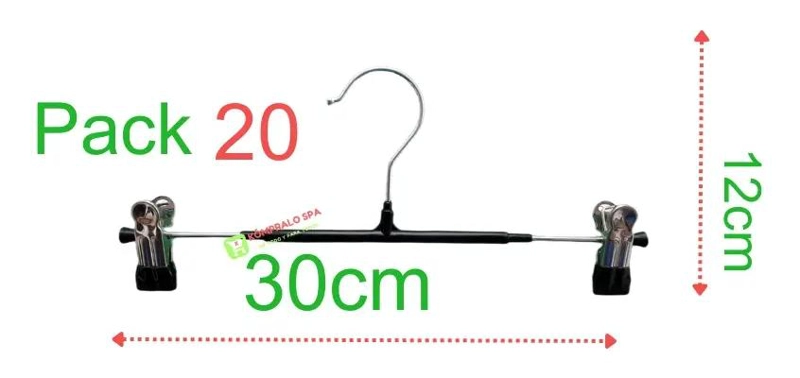 PACK DE 10 COLGADORES DE METAL Y GOMA PARA ROPA DE 30CM - 2