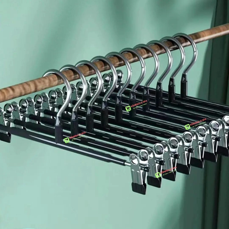 PACK DE 10 COLGADORES DE METAL Y GOMA PARA ROPA DE 30CM - 3