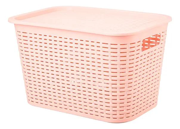CANASTA ORGANIZADORA MULTIUSOS RATTAN 22 LITROS COLOR ROSA - 2