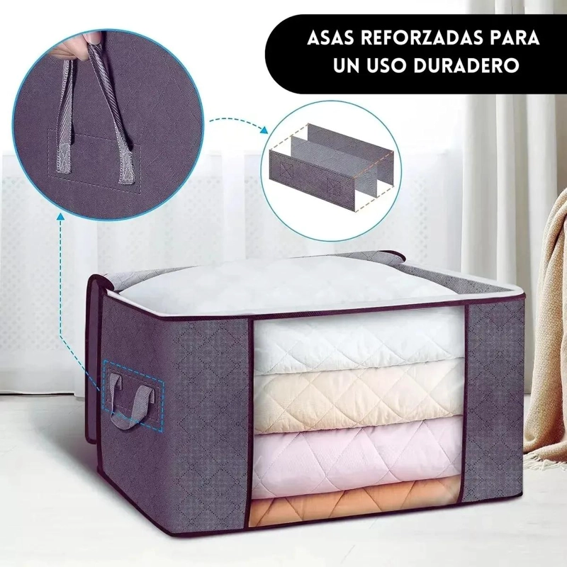 JUEGO DE 3 ORGANIZADORES DE ALMACENAMIENTO PARA ROPA COLOR GRIS - 4