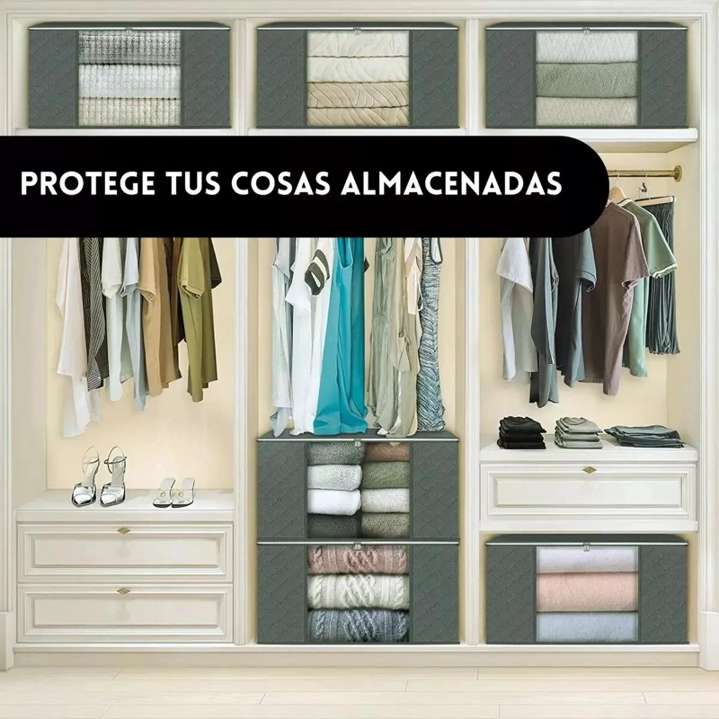 JUEGO DE 3 ORGANIZADORES DE ALMACENAMIENTO PARA ROPA COLOR GRIS - 5