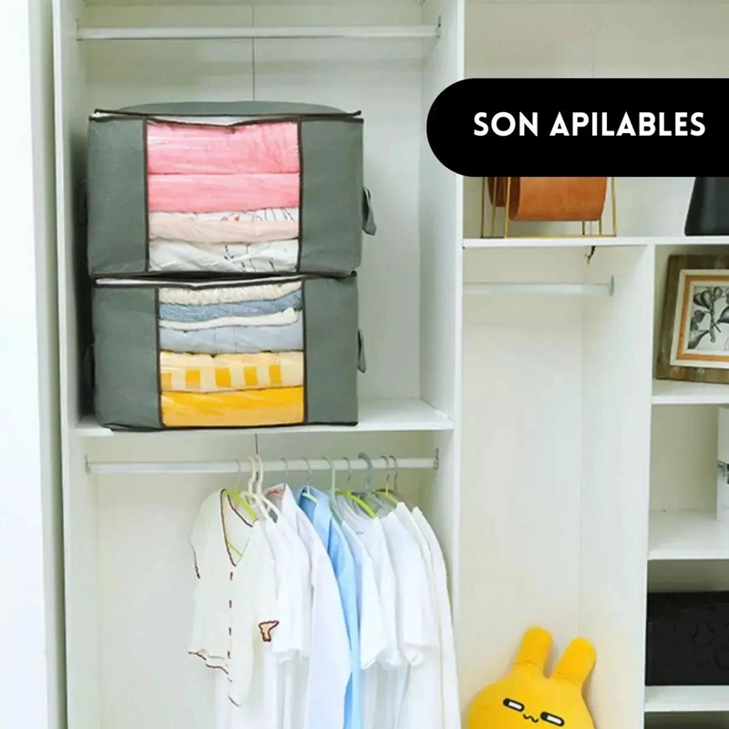 JUEGO DE 3 ORGANIZADORES DE ALMACENAMIENTO PARA ROPA COLOR GRIS - 6