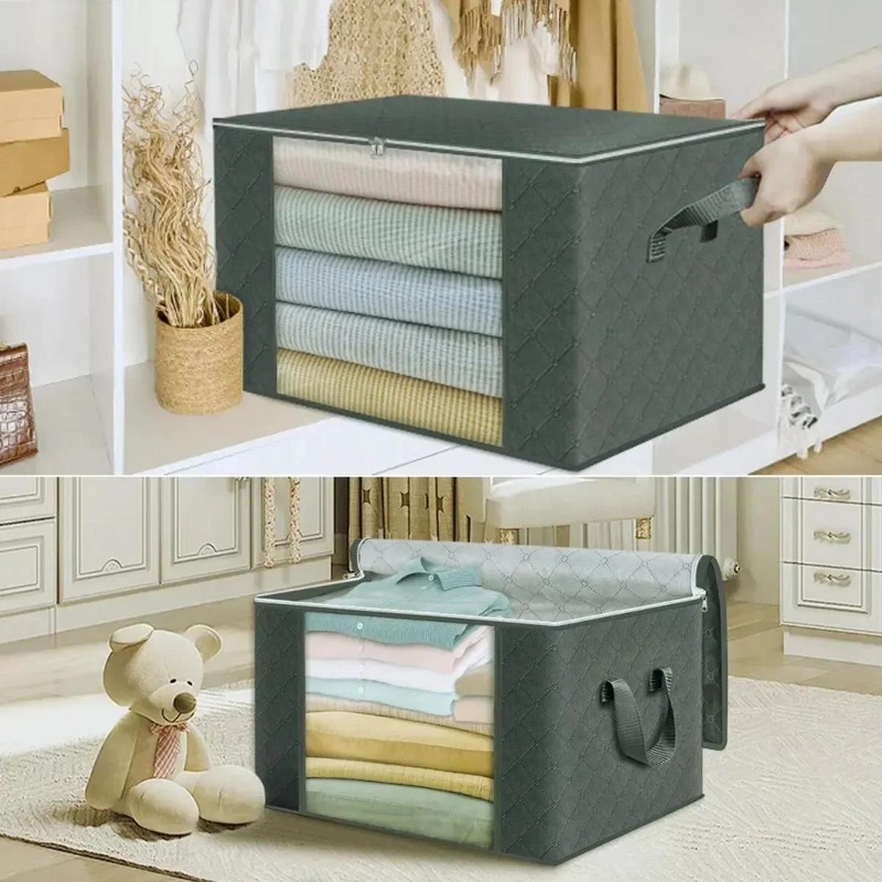 JUEGO DE 3 ORGANIZADORES DE ALMACENAMIENTO PARA ROPA COLOR GRIS - 8