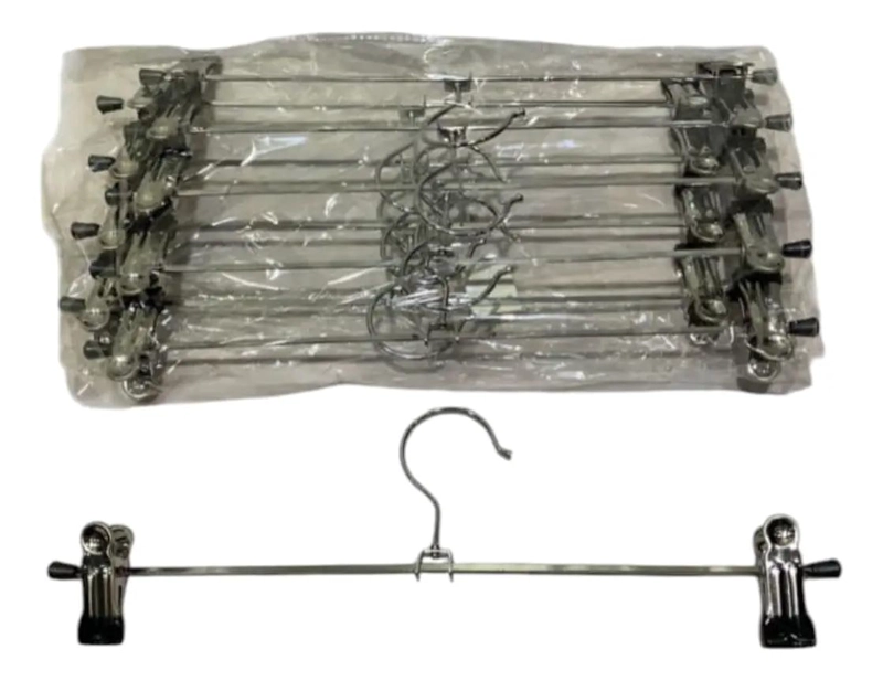 PACK DE 10 GANCHOS METALICOS CON PINZAS AJUSTABLES DE 35CM - 1