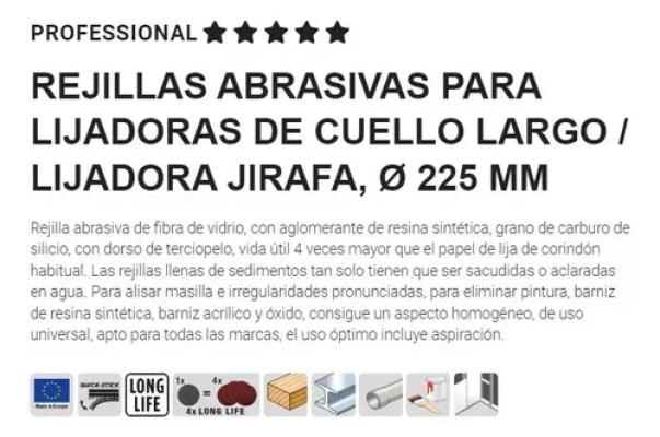PACK DE 5 LIJAS REJILLAS 225MM G80 - 2