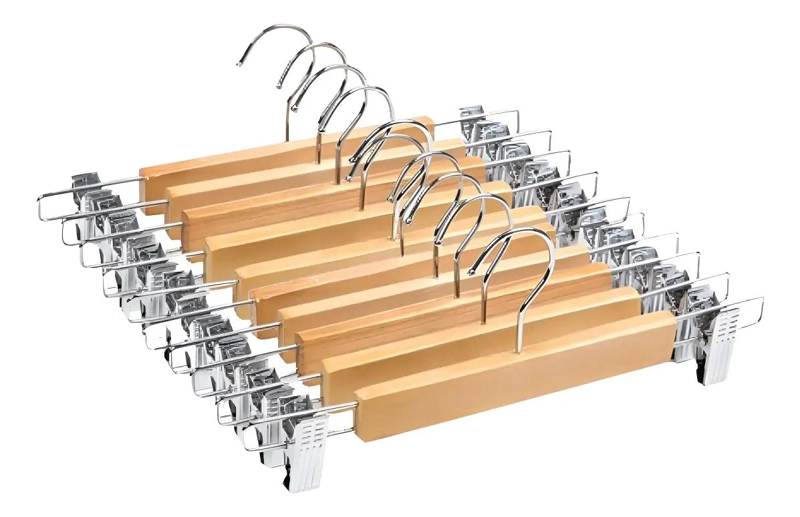 PACK DE 10 COLGADORES DE MADERA PARA PANTALONES ELEGANTES - 1