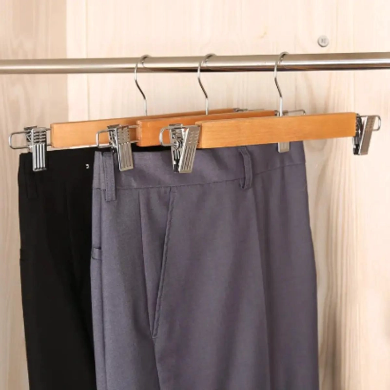 PACK DE 10 COLGADORES DE MADERA PARA PANTALONES ELEGANTES - 2