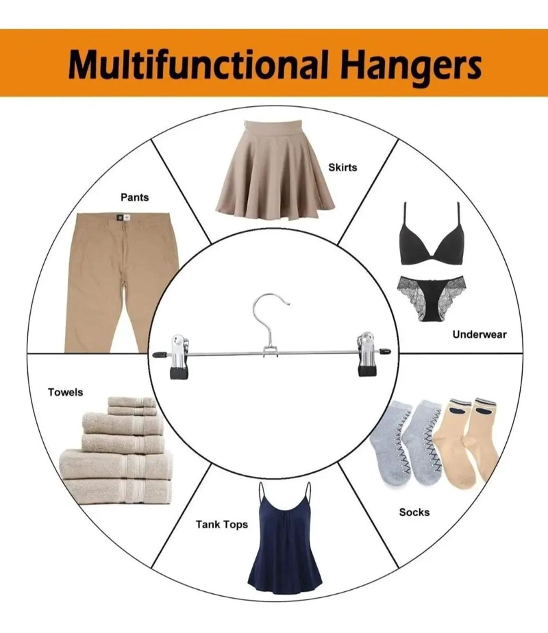 PACK DE 10 COLGADORES DE METAL PARA ROPA Y PANTALONES - 5