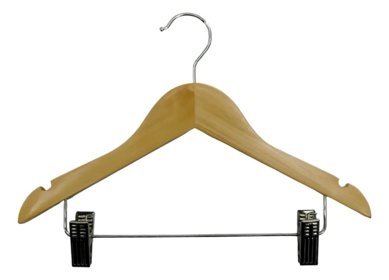 PACK DE 5 COLGADORES DE MADERA Y METAL PARA PANTALONES - 1