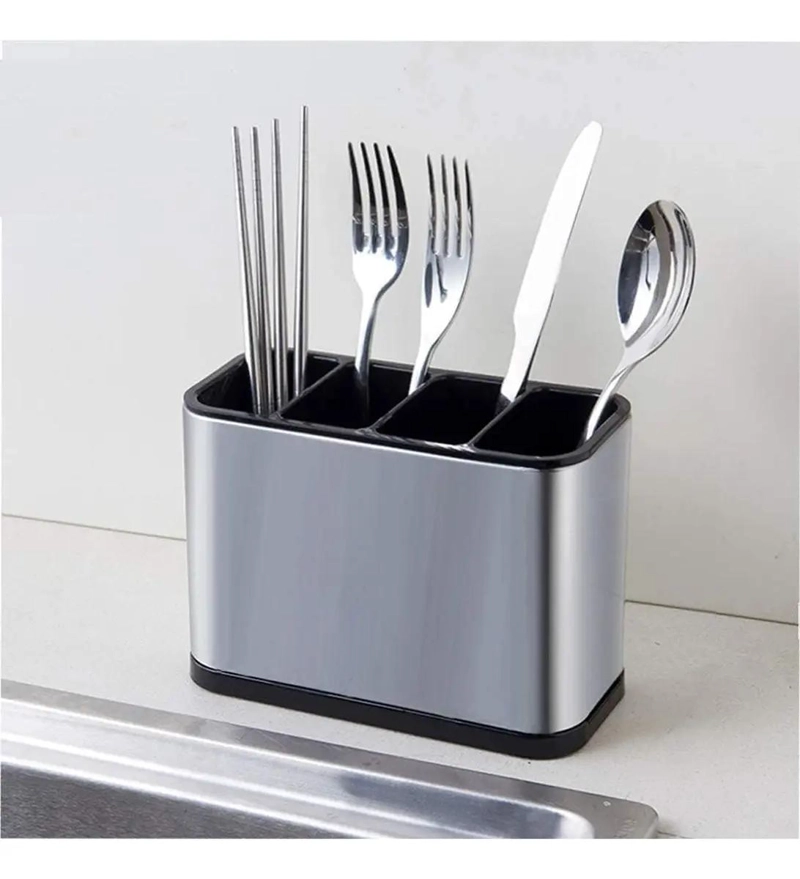 CAJA DE ALMACENAMIENTO DE UTENSILIOS DE ACERO INOXIDABLE CON DRENAJE - 4