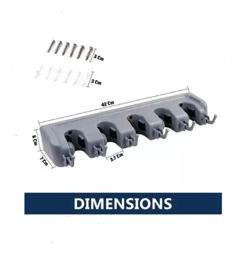 SOPORTE ORGANIZADOR PARA ESCOBAS Y MOPAS EN COLOR GRIS - 5