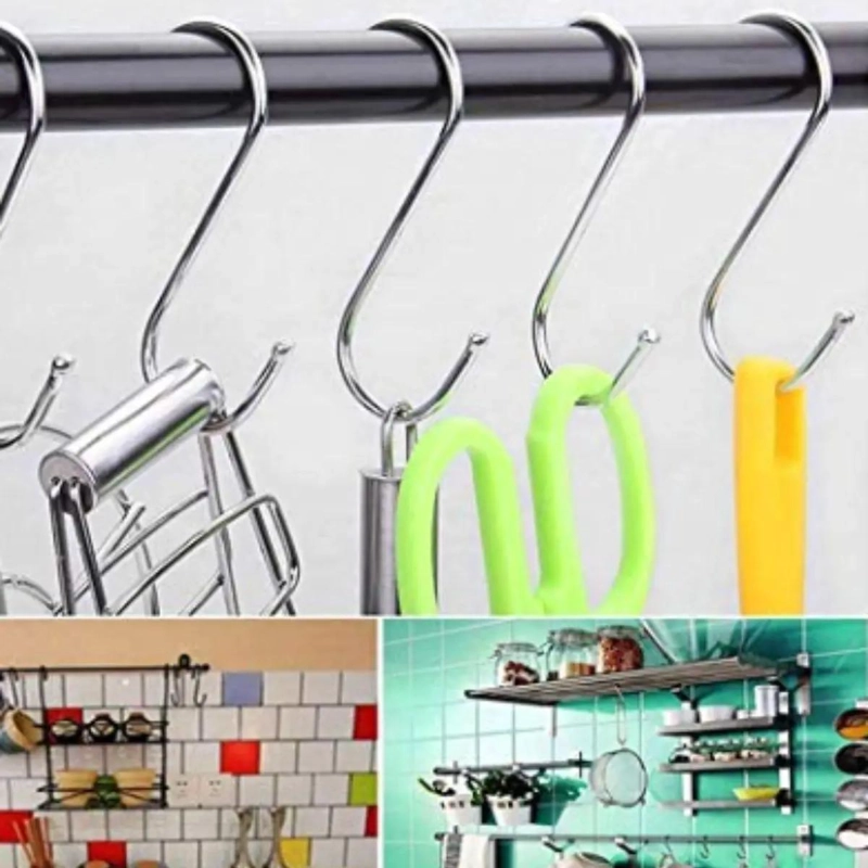 PACK DE 10 GANCHOS TIPO S DE ACERO DE 14 CM PARA USO VERSATIL - 2