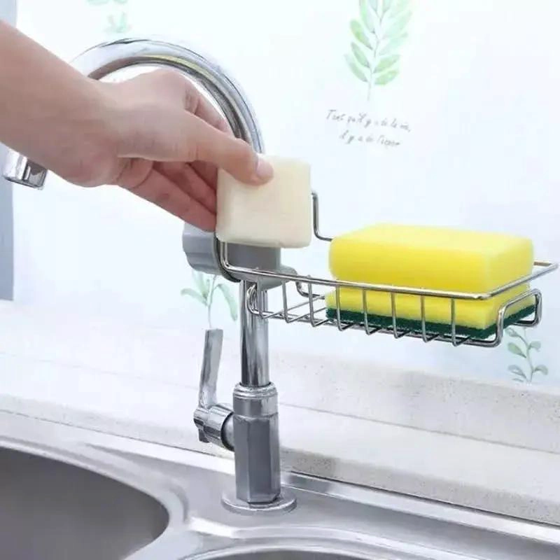 ORGANIZADOR DE ESPONJA Y JABON PARA GRIFO DE ACERO INOXIDABLE - 6