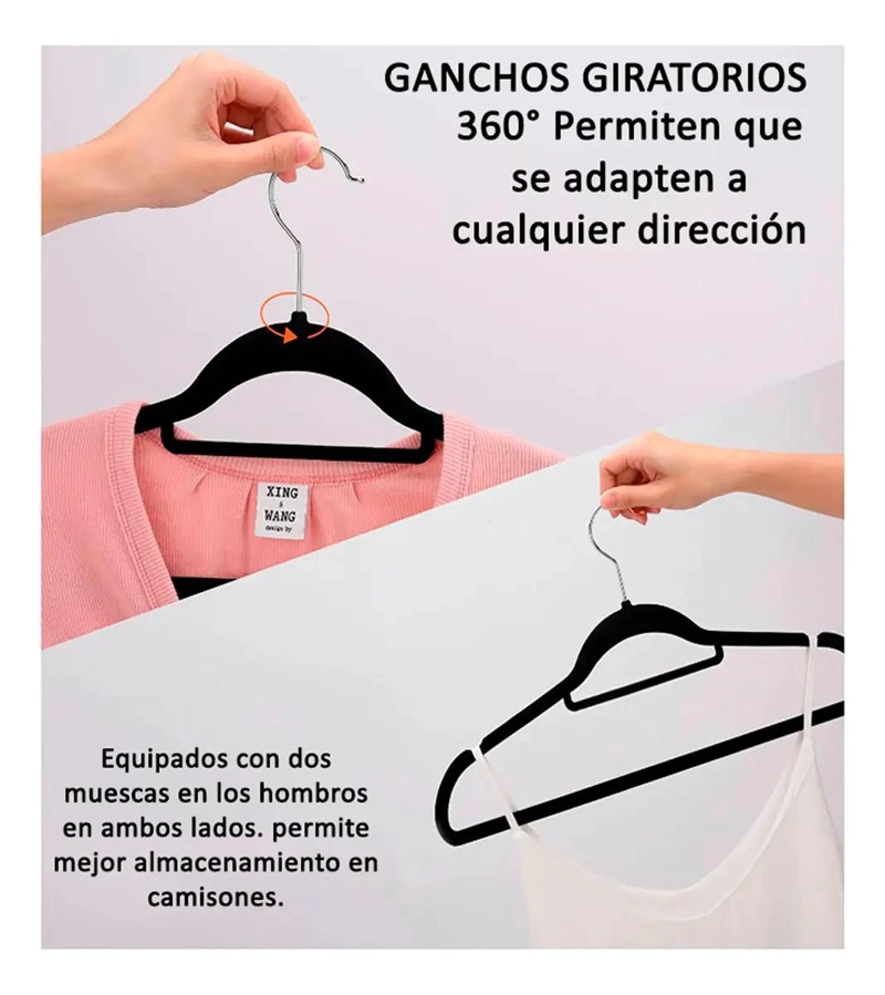 COLGADORES ANTIDESLIZANTES DE TERCIOPELO PARA ROPA 20 UNIDADES - 2
