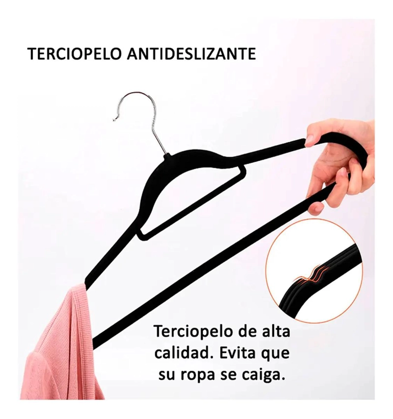 COLGADORES ANTIDESLIZANTES DE TERCIOPELO PARA ROPA 20 UNIDADES - 3