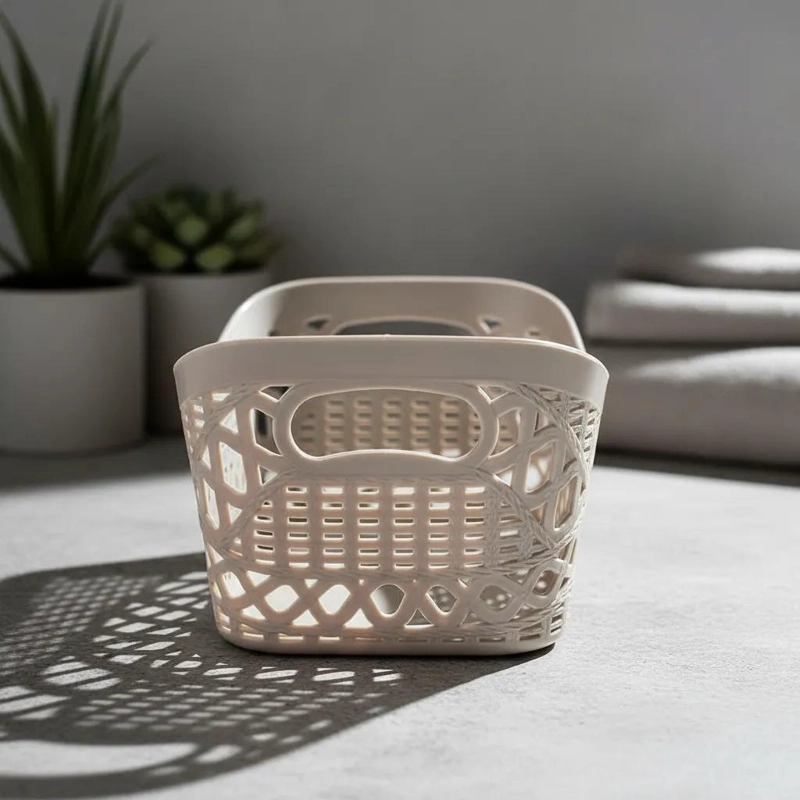 CANASTO ORGANIZADOR PLASTICO DISEÑO RATTAN 34.5X22X21CM - 5