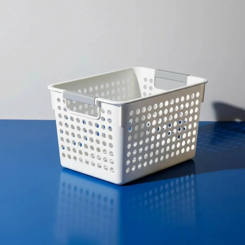 CANASTO ORGANIZADOR PLASTICO CALADO PARA HOGAR Y OFICINA - 5