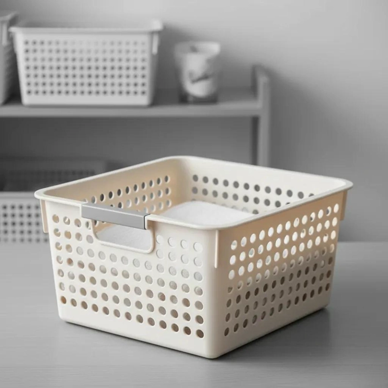 CANASTO ORGANIZADOR PLASTICO CALADO PARA HOGAR Y OFICINA - 6