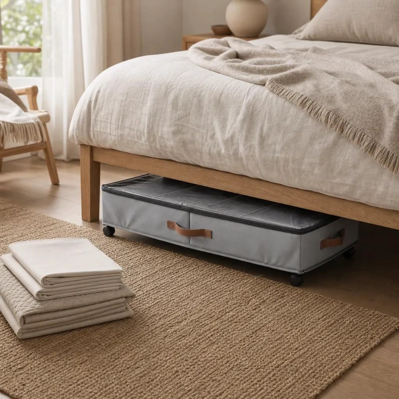 CAJA ORGANIZADORA BAJO CAMA CON RUEDAS Y TAPA TRANSPARENTE - 1