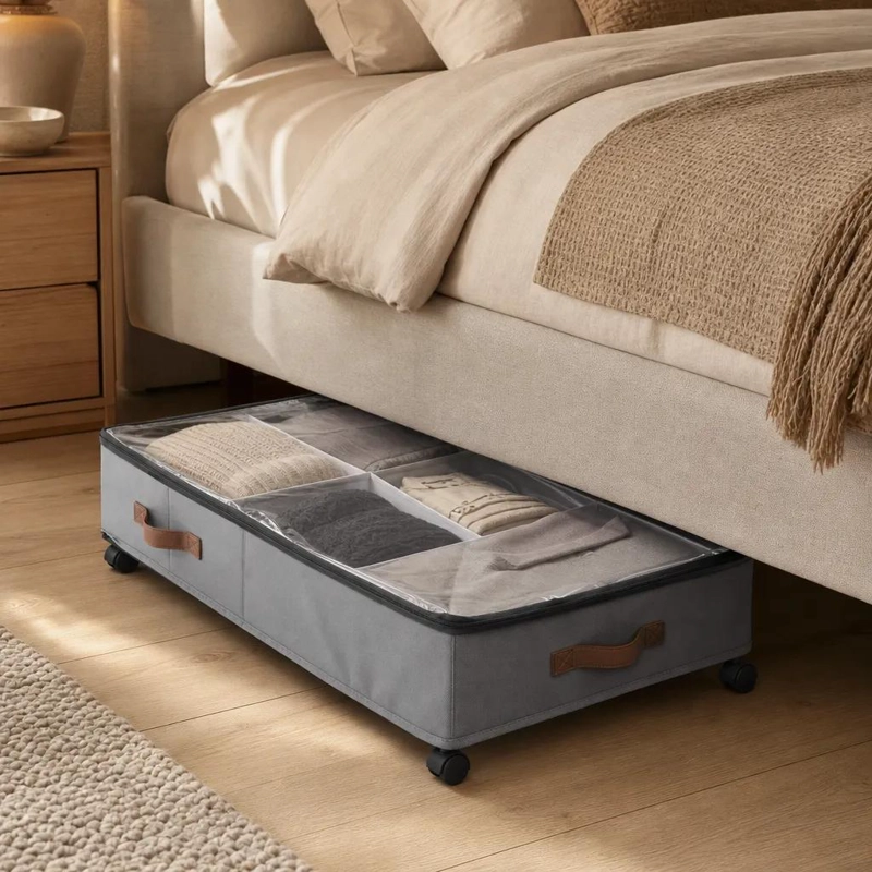 CAJA ORGANIZADORA BAJO CAMA CON RUEDAS Y TAPA TRANSPARENTE - 5