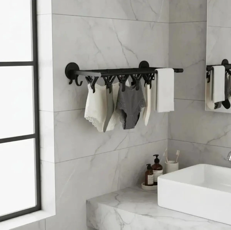COLGADOR DE PARED MULTIFUNCIONAL CON 8 CLIPS PARA ROPA - 2