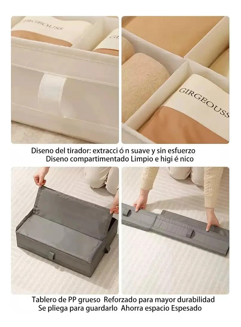 ORGANIZADOR TEXTIL PLEGABLE CON 7 COMPARTIMIENTOS EN COLOR GRIS - 7