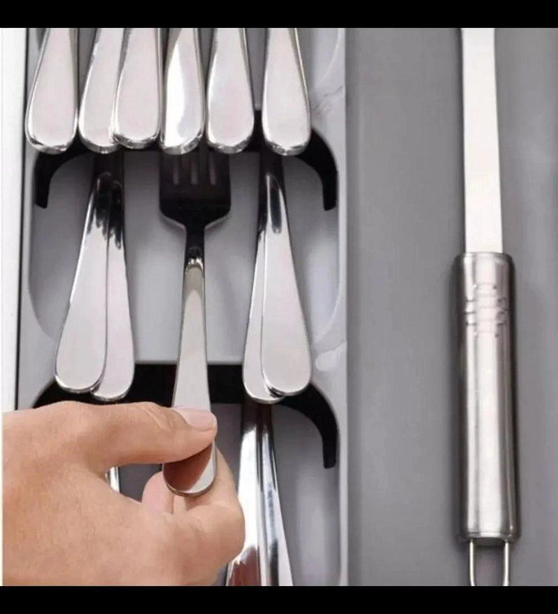 ORGANIZADOR DE UTENSILIOS DE COCINA EN PLASTICO GRIS DE 28 X 36 CM - 4