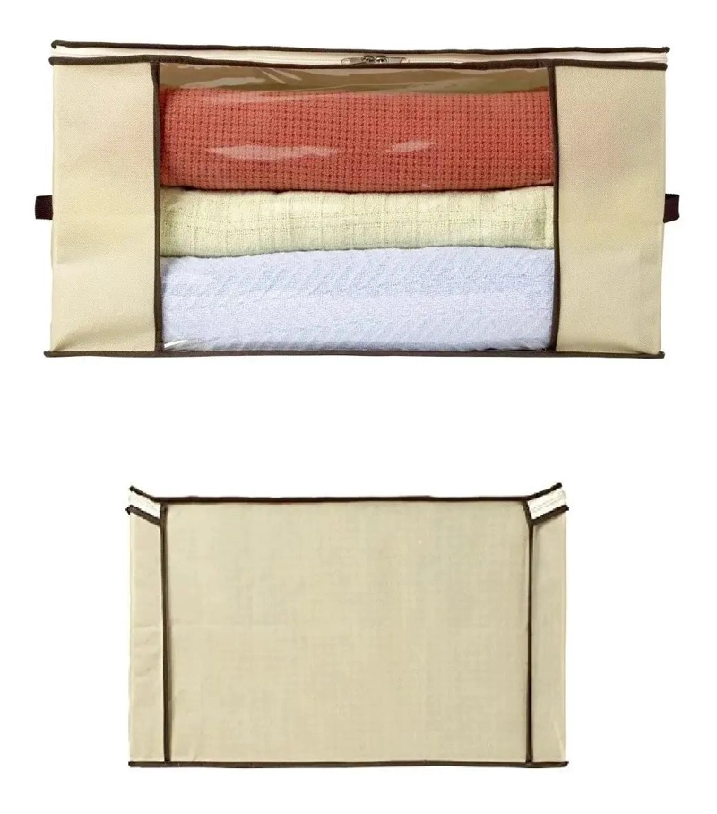 CAJA ORGANIZADORA DE TELA PARA ROPA Y MANTAS 60X45X30 CM - 2