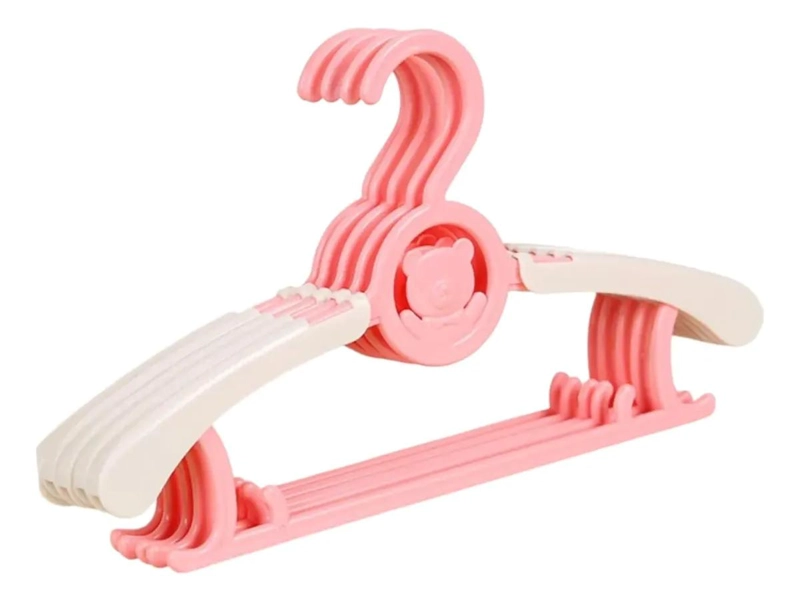 PACK DE 10 COLGADORES PLASTICOS INFANTILES ROSA 28 CM - 1