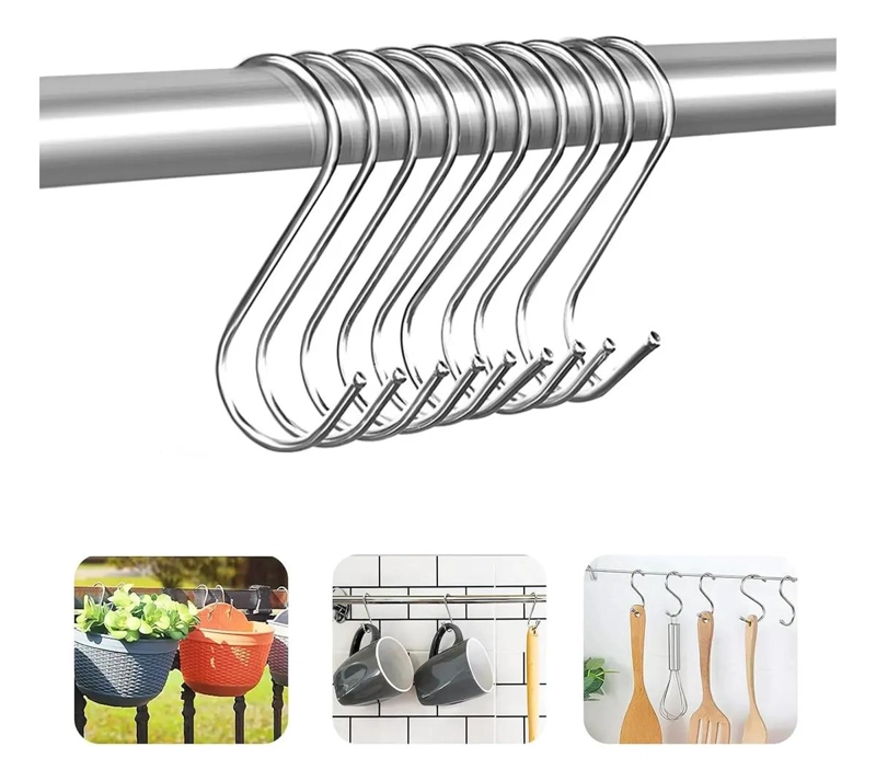 GANCHOS DE ACERO INOXIDABLE EN FORMA DE S PARA COLGAR - 1