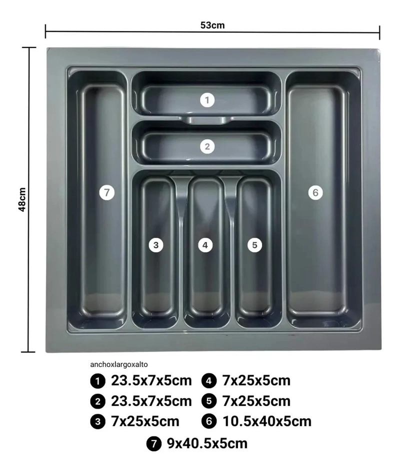 ORGANIZADOR DE CUBIERTOS DE PLASTICO CON COMPARTIMENTOS AJUSTABLES - 2