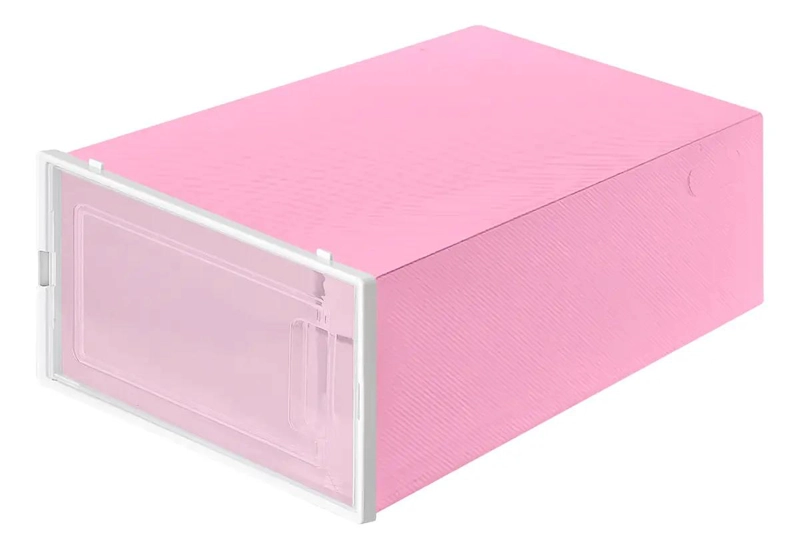 CAJA ORGANIZADORA DE PLASTICO ROSA CON TAPA PARA ALMACENAMIENTO - 2
