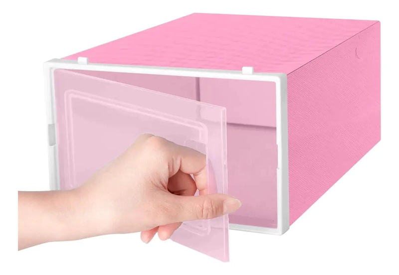 CAJA ORGANIZADORA DE PLASTICO ROSA CON TAPA PARA ALMACENAMIENTO - 3