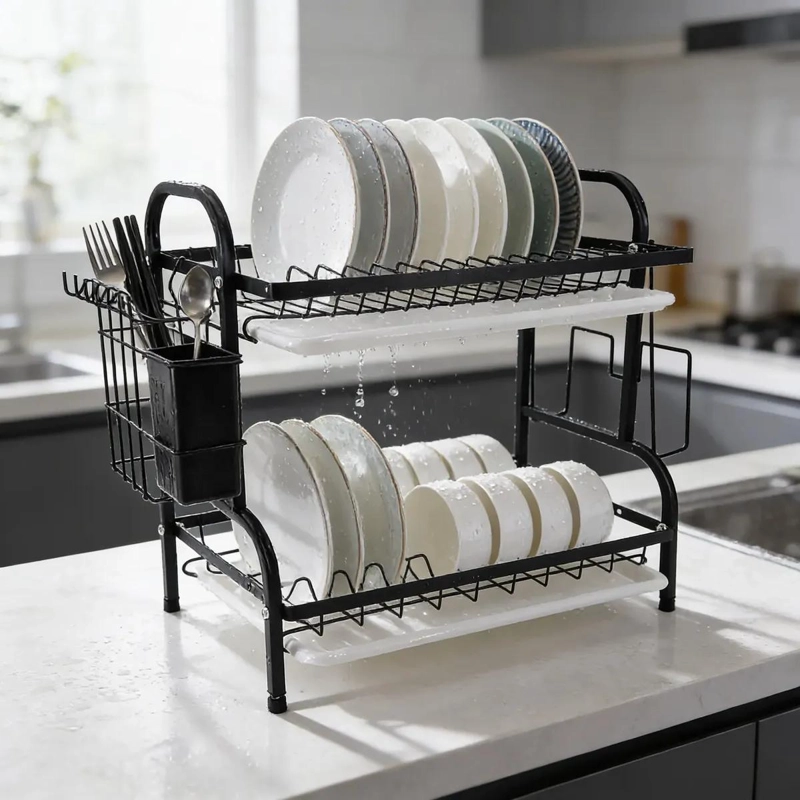 ORGANIZADOR DE COCINA ESCURRIDOR DE PLATOS DE DOS NIVELES - 6