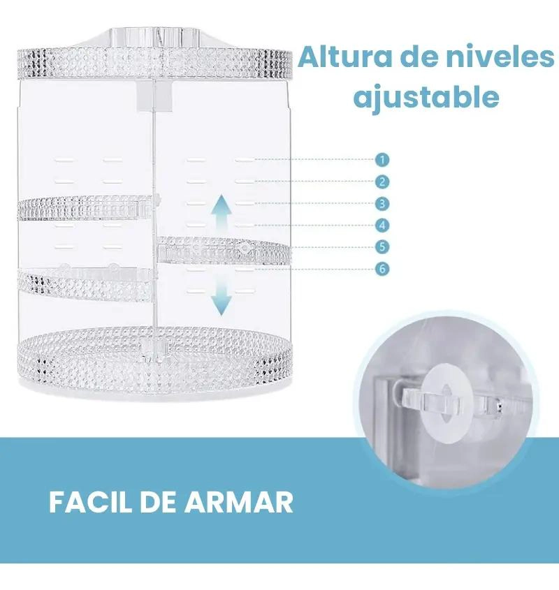 ORGANIZADOR GIRATORIO ACRILICO PARA COSME TICOS Y JOYAS - 2