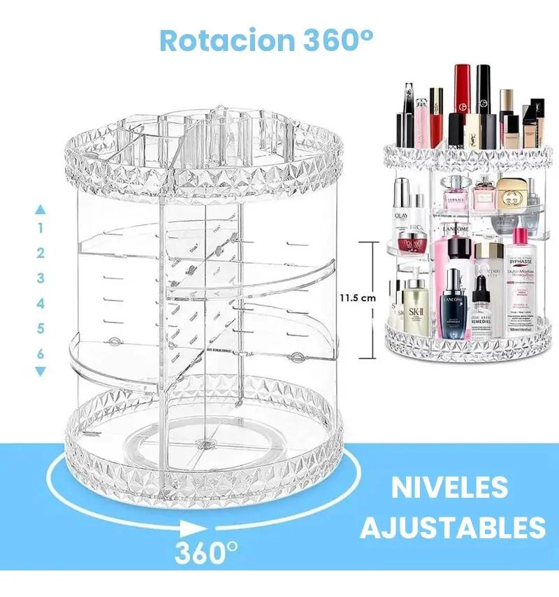 ORGANIZADOR GIRATORIO ACRILICO PARA COSME TICOS Y JOYAS - 3