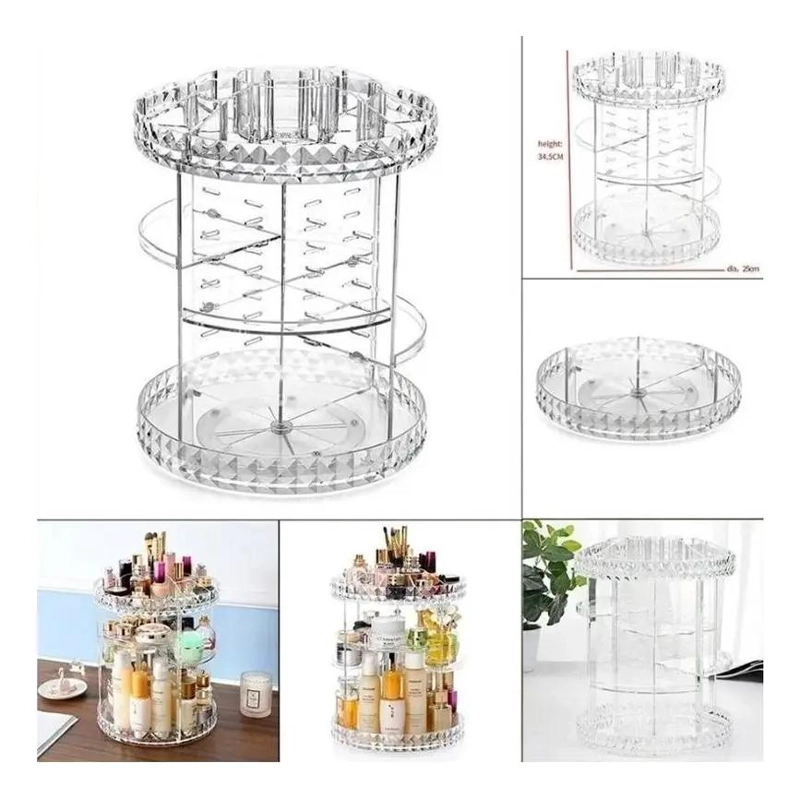 ORGANIZADOR GIRATORIO ACRILICO PARA COSME TICOS Y JOYAS - 5
