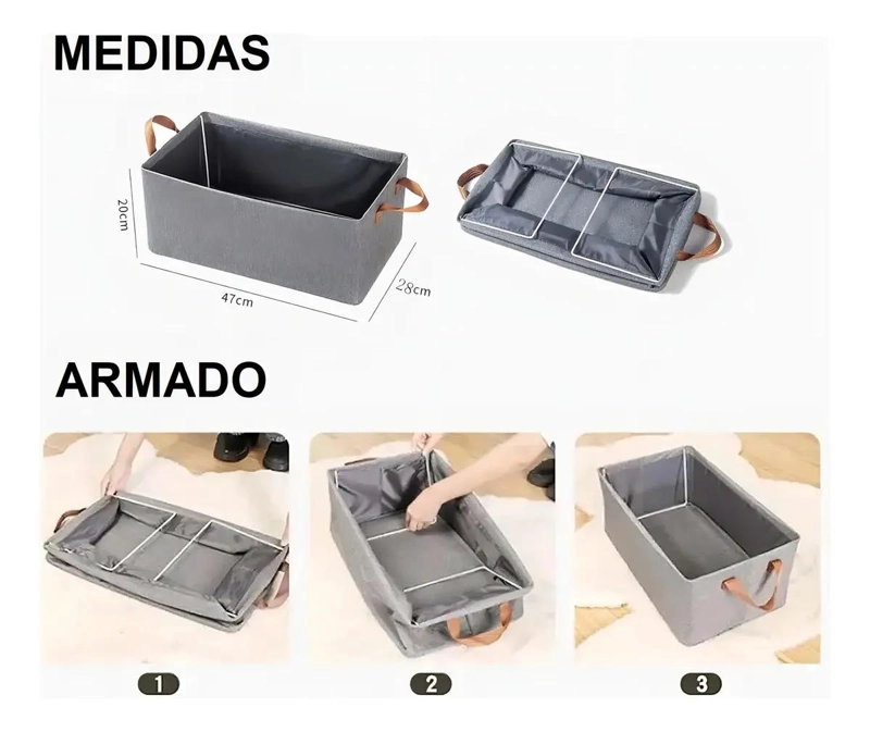 PACK DE 2 CAJAS PLEGABLES DE ALMACENAMIENTO EN TELA - 3