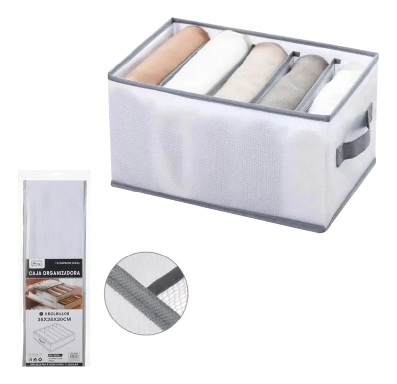 CAJA ORGANIZADORA RECTANGULAR CON 5 DIVISIONES PARA ROPA - 1