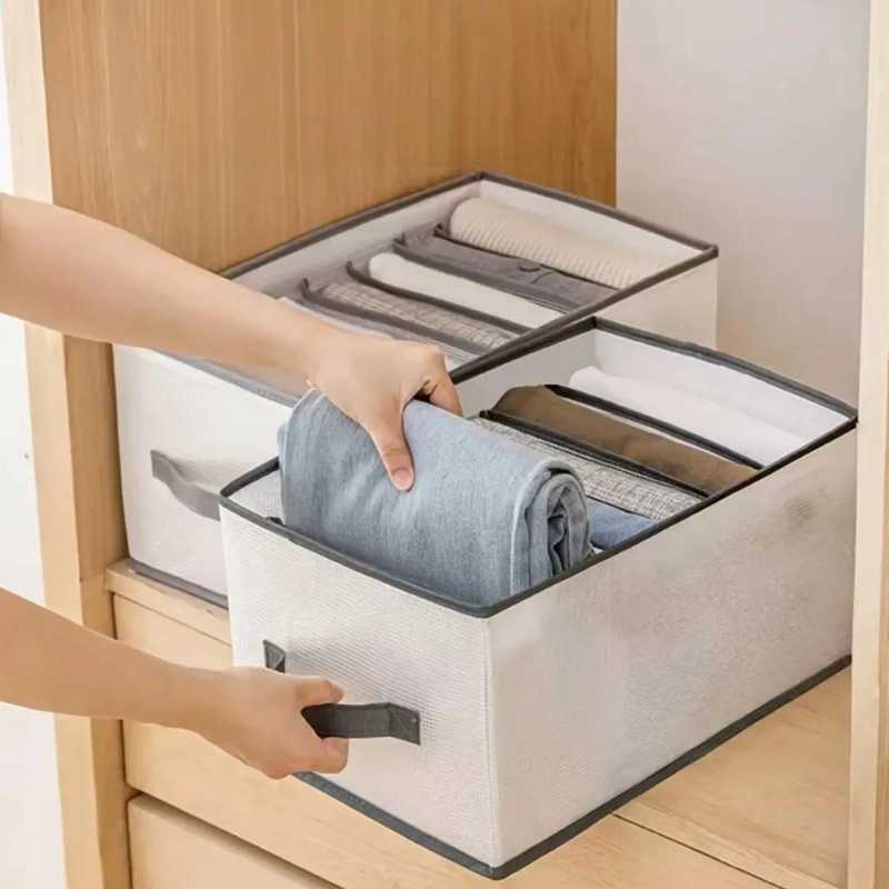 CAJA ORGANIZADORA RECTANGULAR CON 5 DIVISIONES PARA ROPA - 4