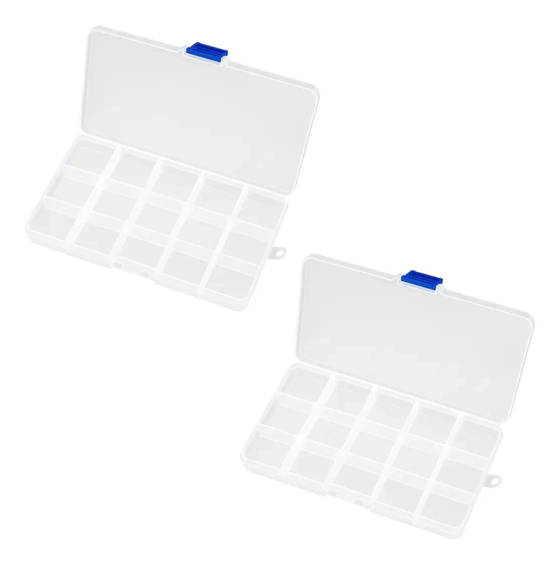 SET DE 2 CAJAS ORGANIZADORAS TRANSPARENTES CON 15 DIVISIONES - 1