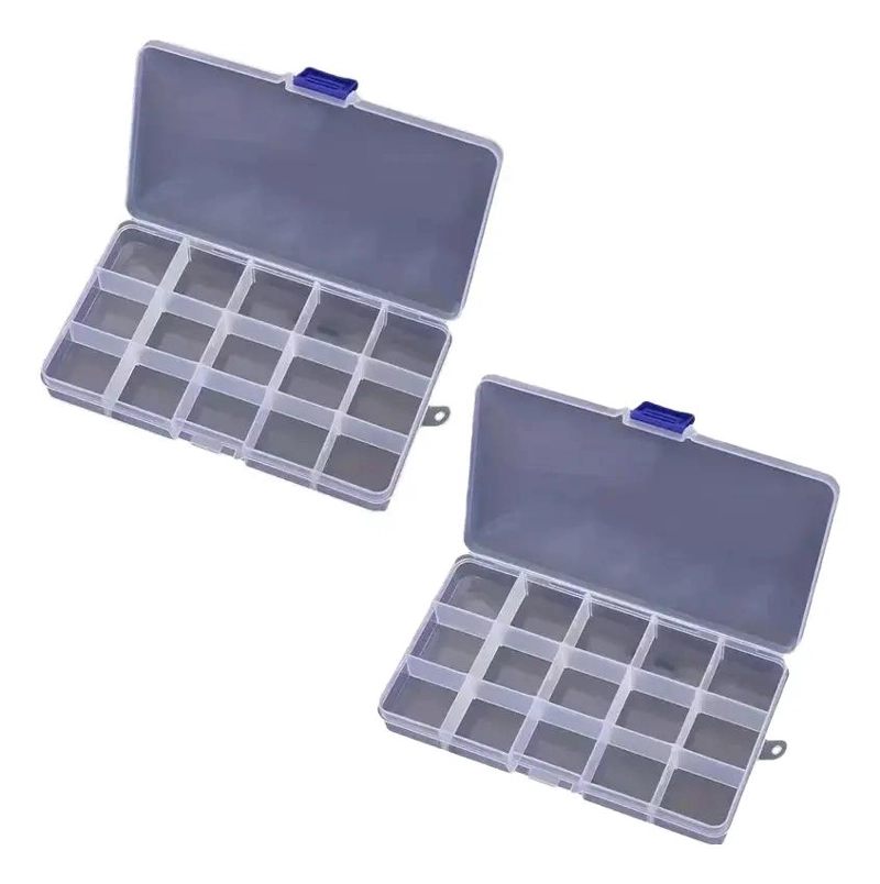 SET DE 2 CAJAS ORGANIZADORAS TRANSPARENTES CON 15 DIVISIONES - 4