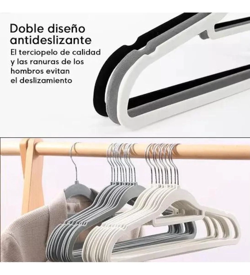 GANCHO DE ROPA DE TERCIOPELO 10 UNIDADES EN COLORES VARIADOS - 4