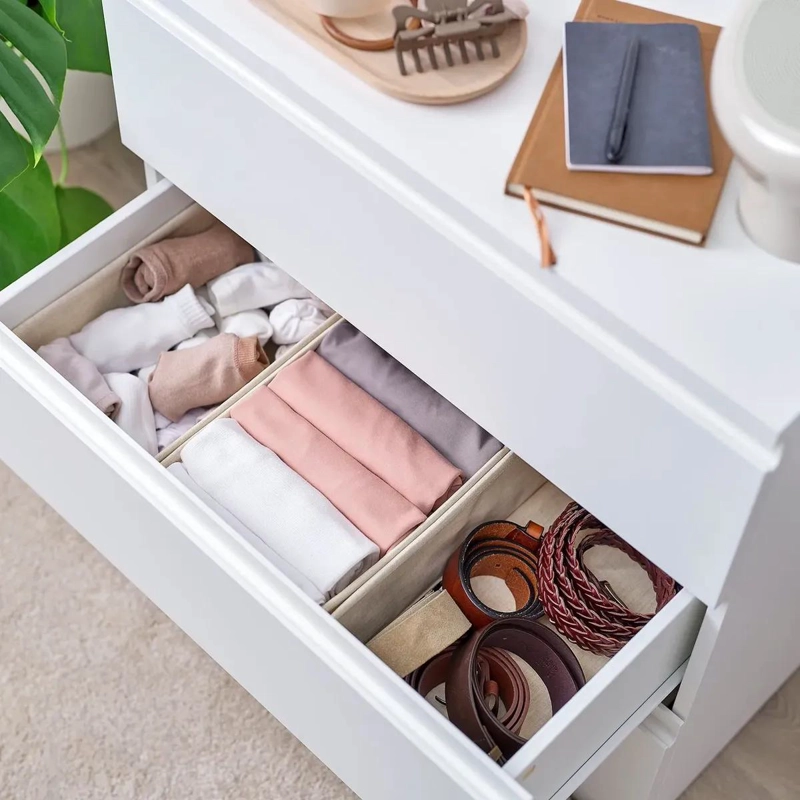 SET DE 3 CAJAS ORGANIZADORAS DE TELA BEIGE PARA CLOSET - 6